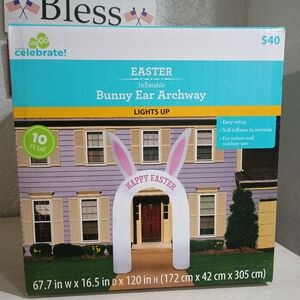 Easter Egg Hunt Inflatable Bunny Ear Archway - White and Pink